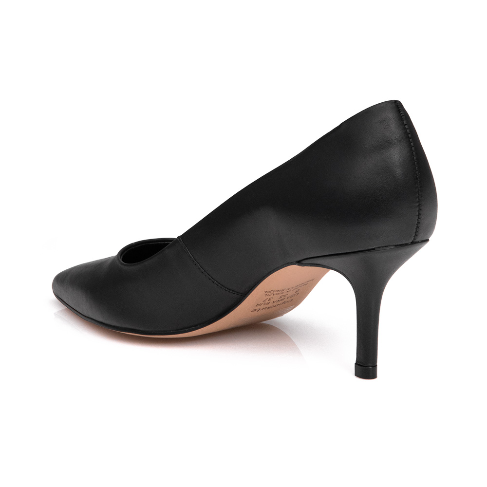 SCARPIN PRETO SALTO FINO DE COURO image number 2