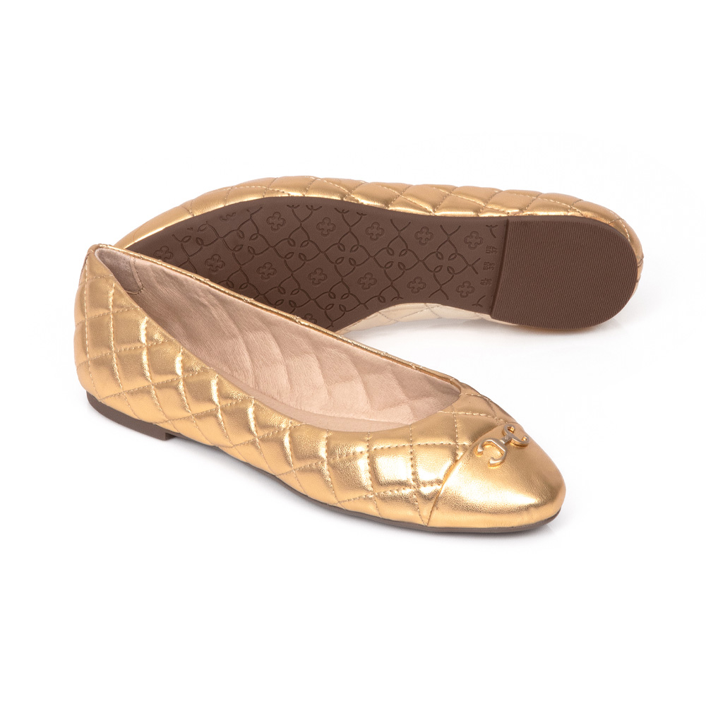 SAPATILHA DOURADA METALIZADA MATELASSÊ image number 3
