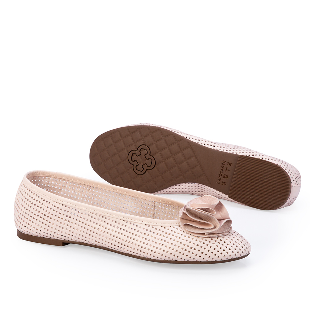 SAPATILHA ROSA PE&Ocirc;NIA DE COURO VAZADO image number 3