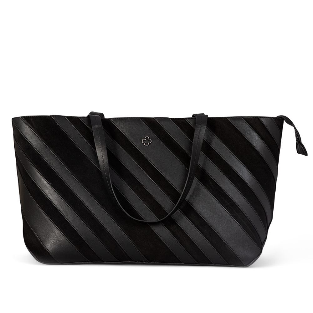 BOLSA GRANDE PRETA DE COURO SUEDE SHOPPER image number 0