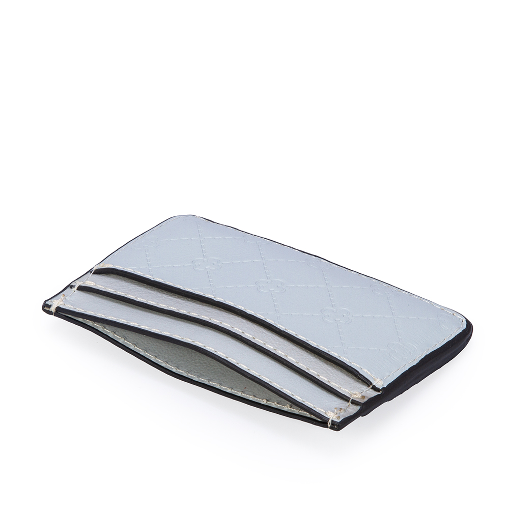 PORTA CART&Atilde;O DE COURO AZUL TURMALINA MONOGRAMA image number 3