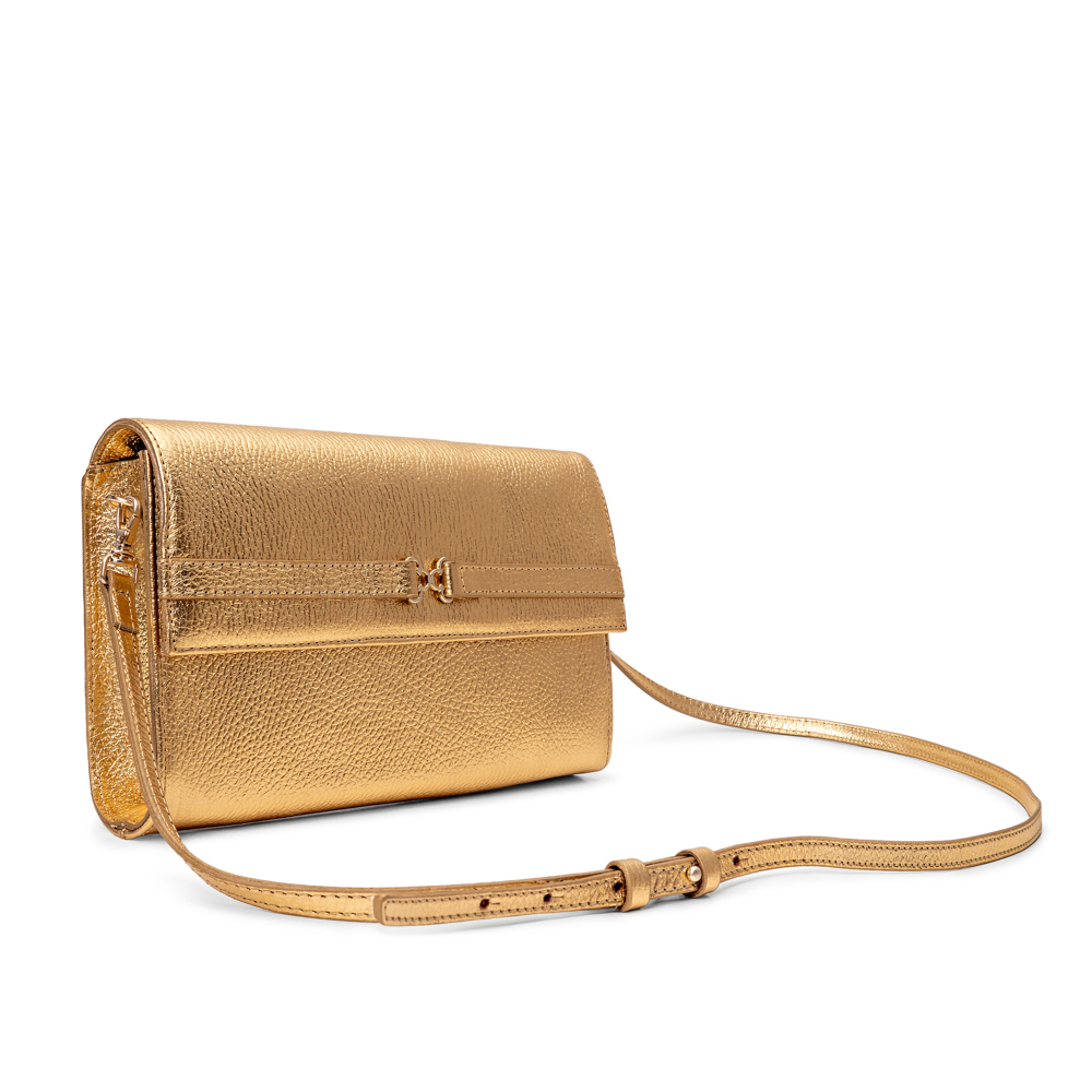 BOLSA TIRACOLO DOURADA METALIZADA DE COURO SHOULDER BAG image number 1