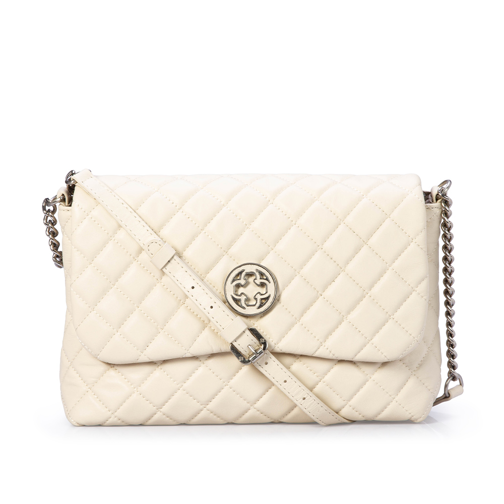 BOLSA BEGE VANILLA DE COURO MATELASS&Ecirc; SHOULDER BAG image number 0