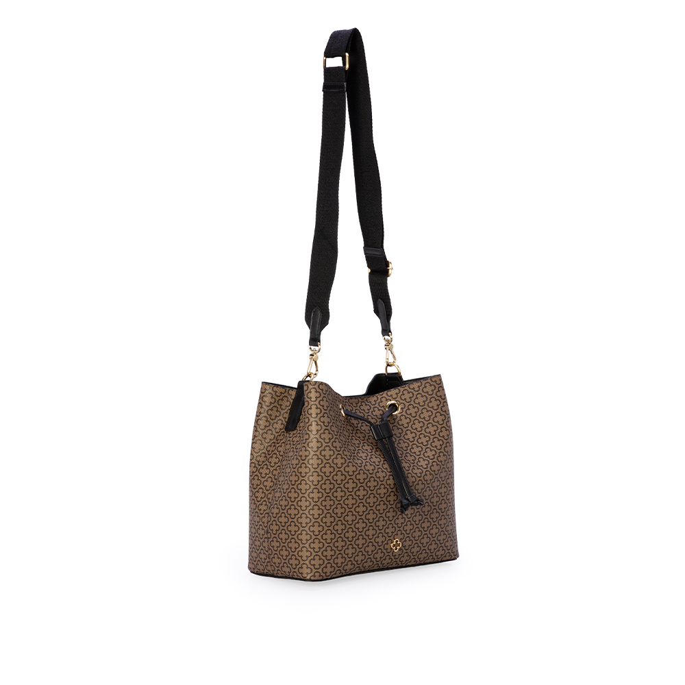 BOLSA PRETA MONOGRAMA COM AL&Ccedil;A GORGUR&Atilde;O BUCKET image number 1