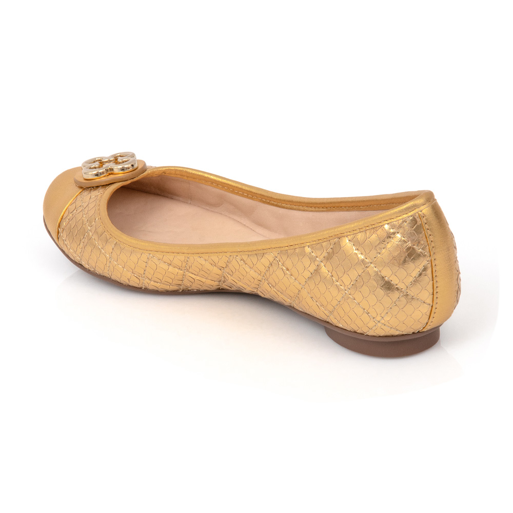 SAPATILHA CATHERINE DOURADA DE COURO MATELASSÊ image number 2