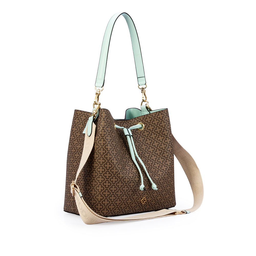 BOLSA M&Eacute;DIA VERDE MATCHA MONOGRAMA AL&Ccedil;A GORGUR&Atilde;O BUCKET image number 3