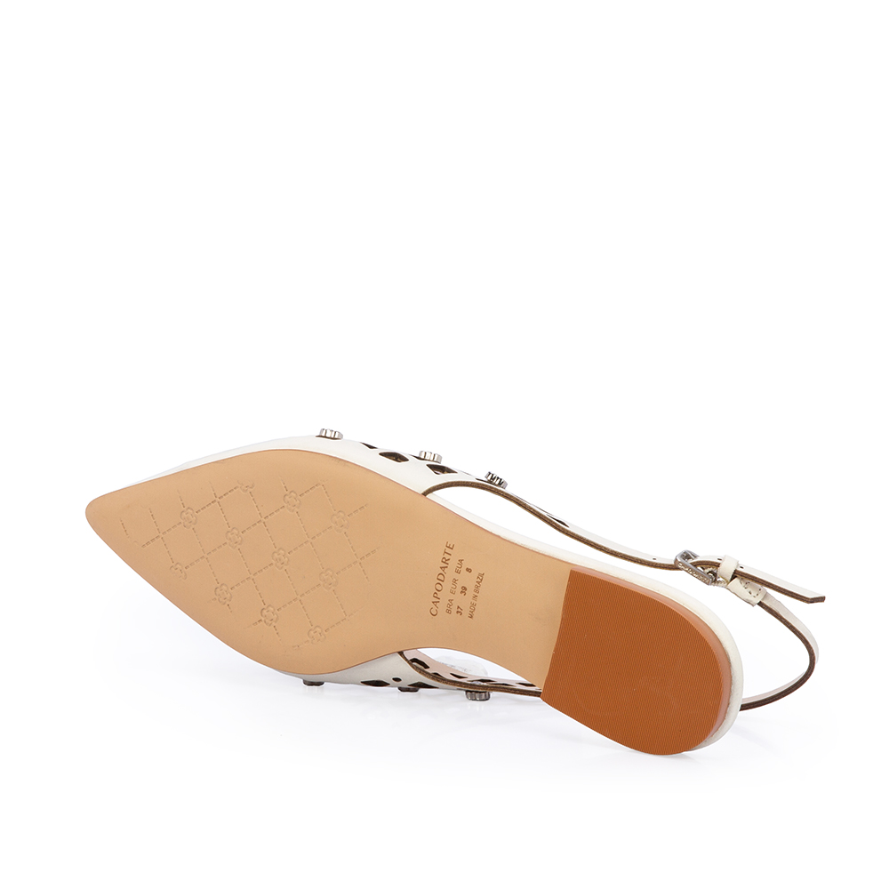 SAPATILHA SLINGBACK DE COURO BRANCO DUNA VAZADO image number 3