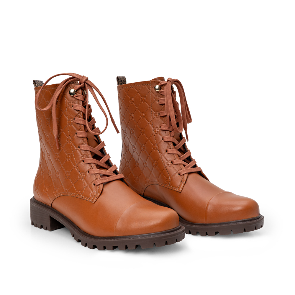 BOTA COTURNO CARAMELO DE COURO MONOGRAMA image number 1