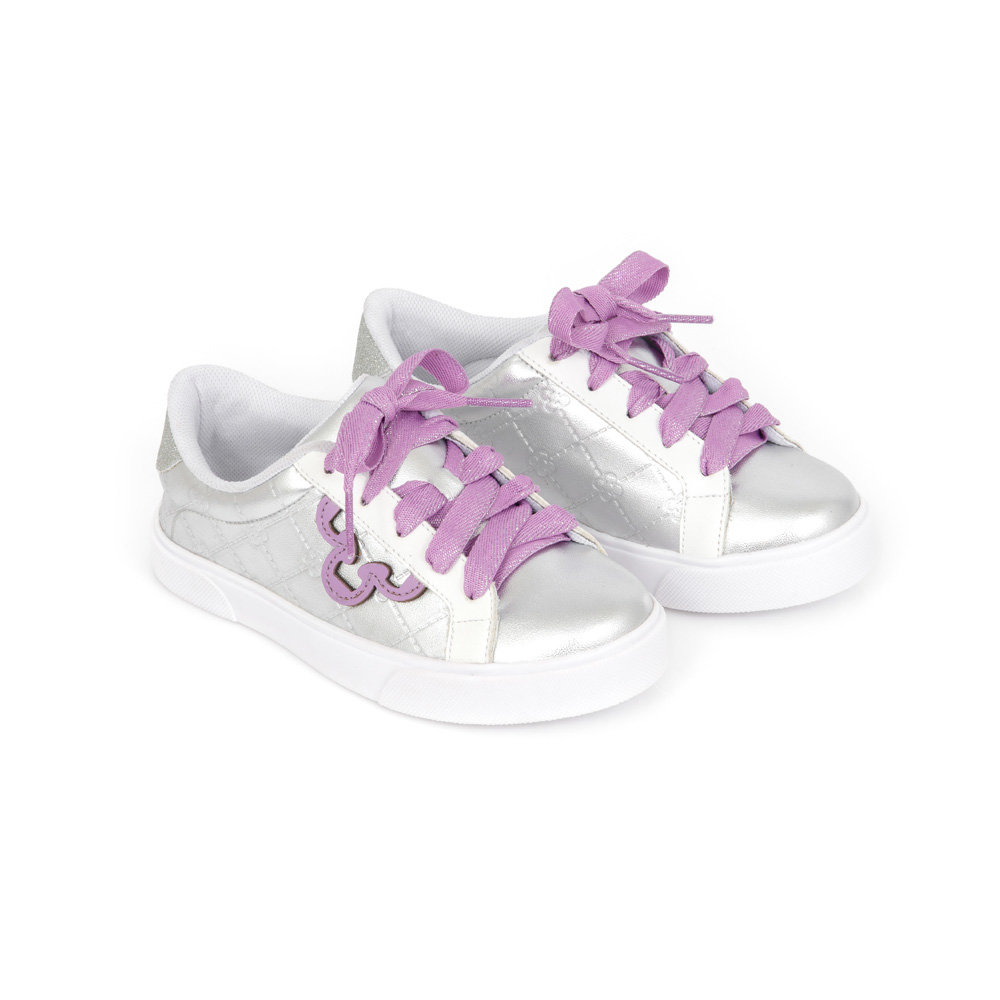 T&Ecirc;NIS INFANTIL PRATA E BRANCO MONOGRAMA AMARRA&Ccedil;&Atilde;O image number 1