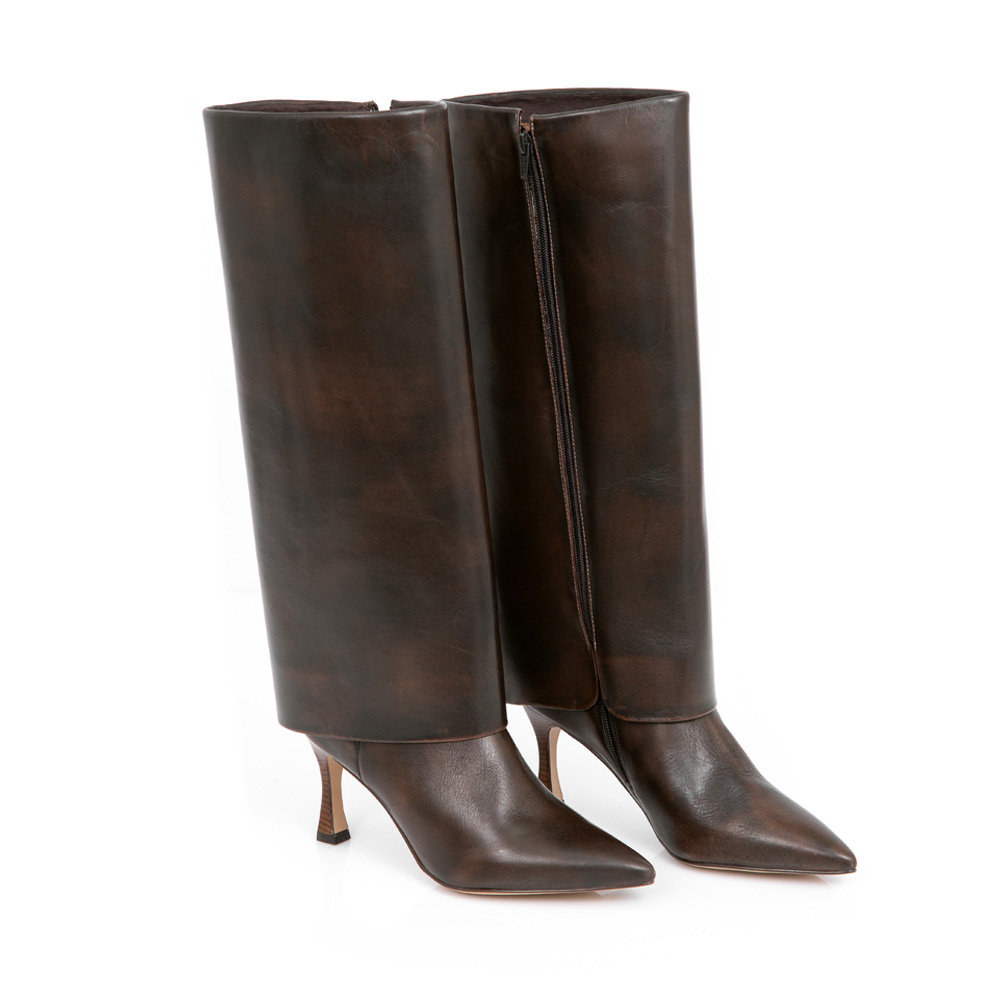 BOTA MARROM CANO LONGO DE COURO image number 2
