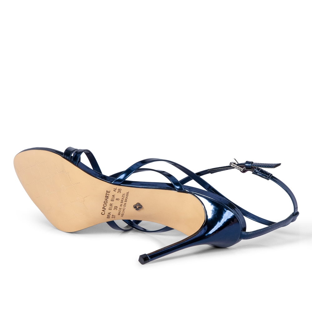 SANDÁLIA SALTO ALTO FINO MARINHO AZZURRO DE COURO SPECCHIO image number 3