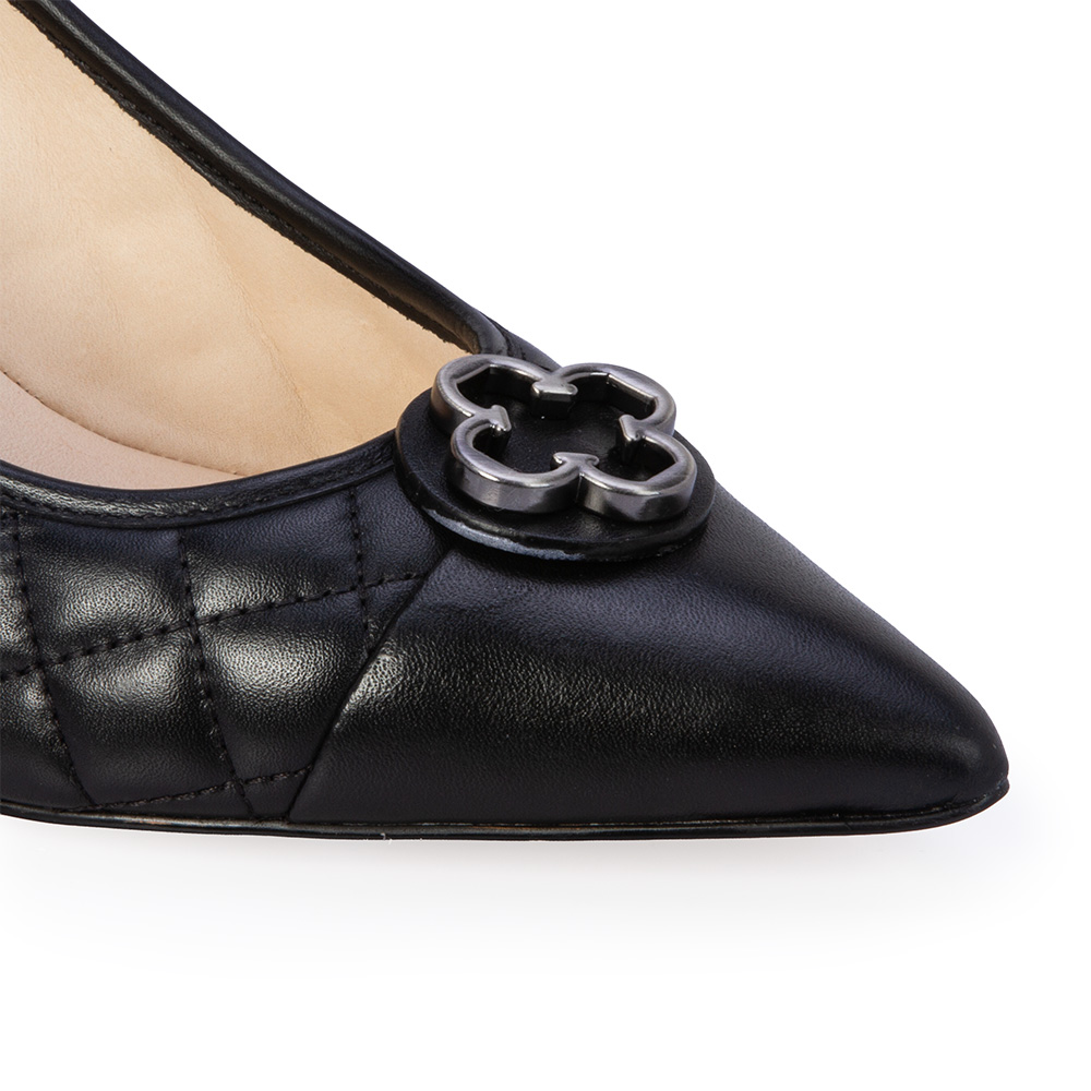 SCARPIN SALTO BLOCO PRETO DE COURO MATELASS&Ecirc; image number 4