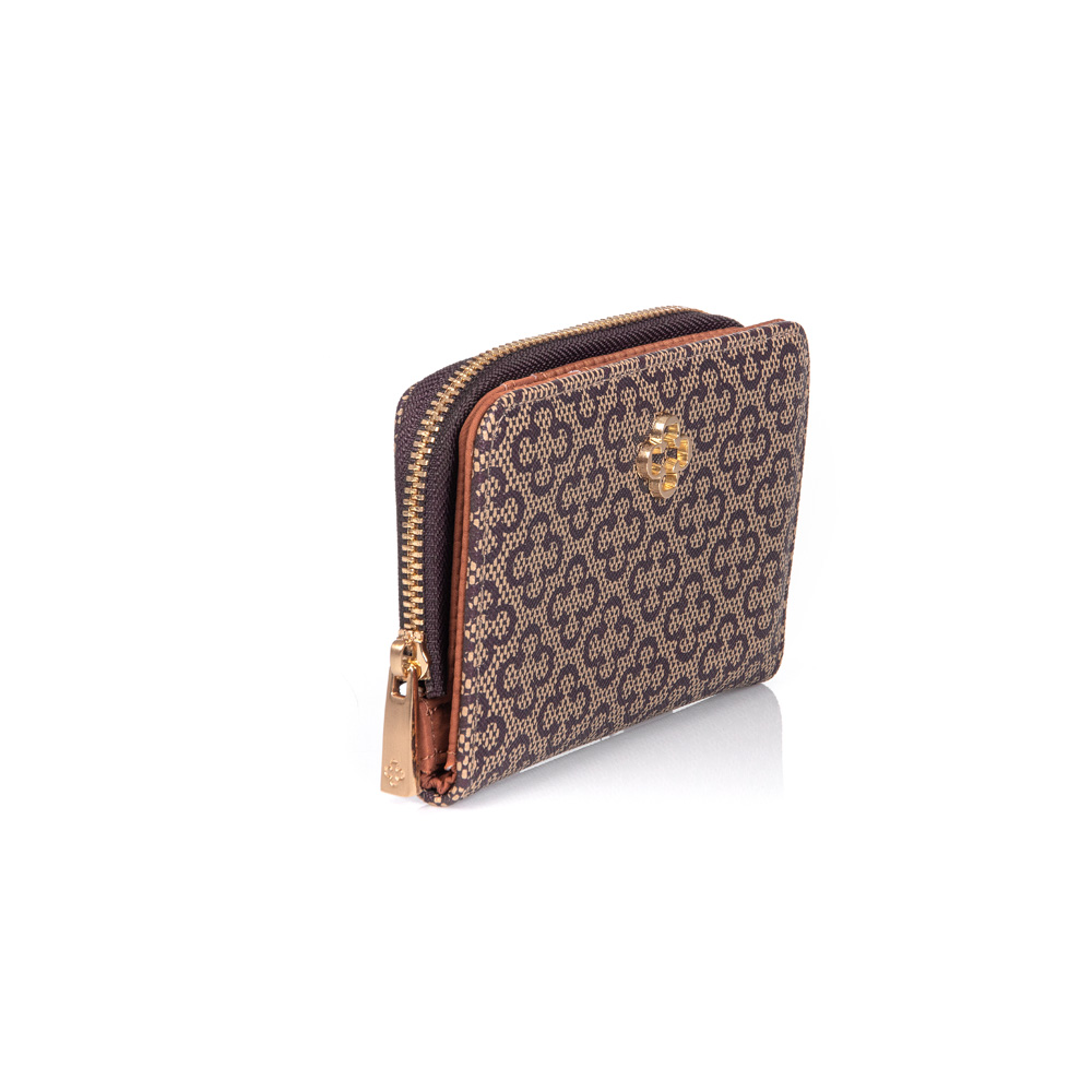 CARTEIRA PEQUENA BEGE MONOGRAMA ZÍPER image number 1