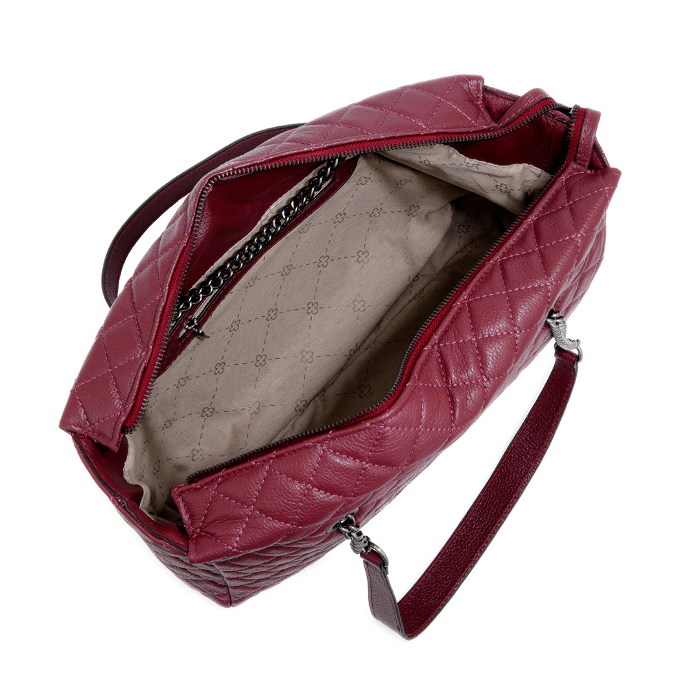 BOLSA M&Eacute;DIA BORGONHA COURO MATELASS&Ecirc; HOBO image number 4