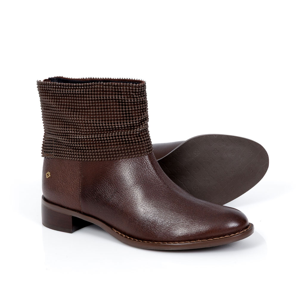 BOTA CANO CURTO MARROM CAF&Eacute; DE COURO HOTFIX image number 4