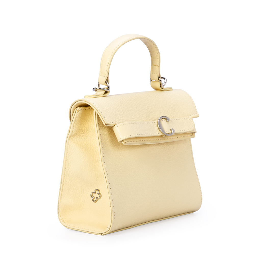 BOLSA PEQUENA CREME BRULLE DE COURO TOTE image number 3