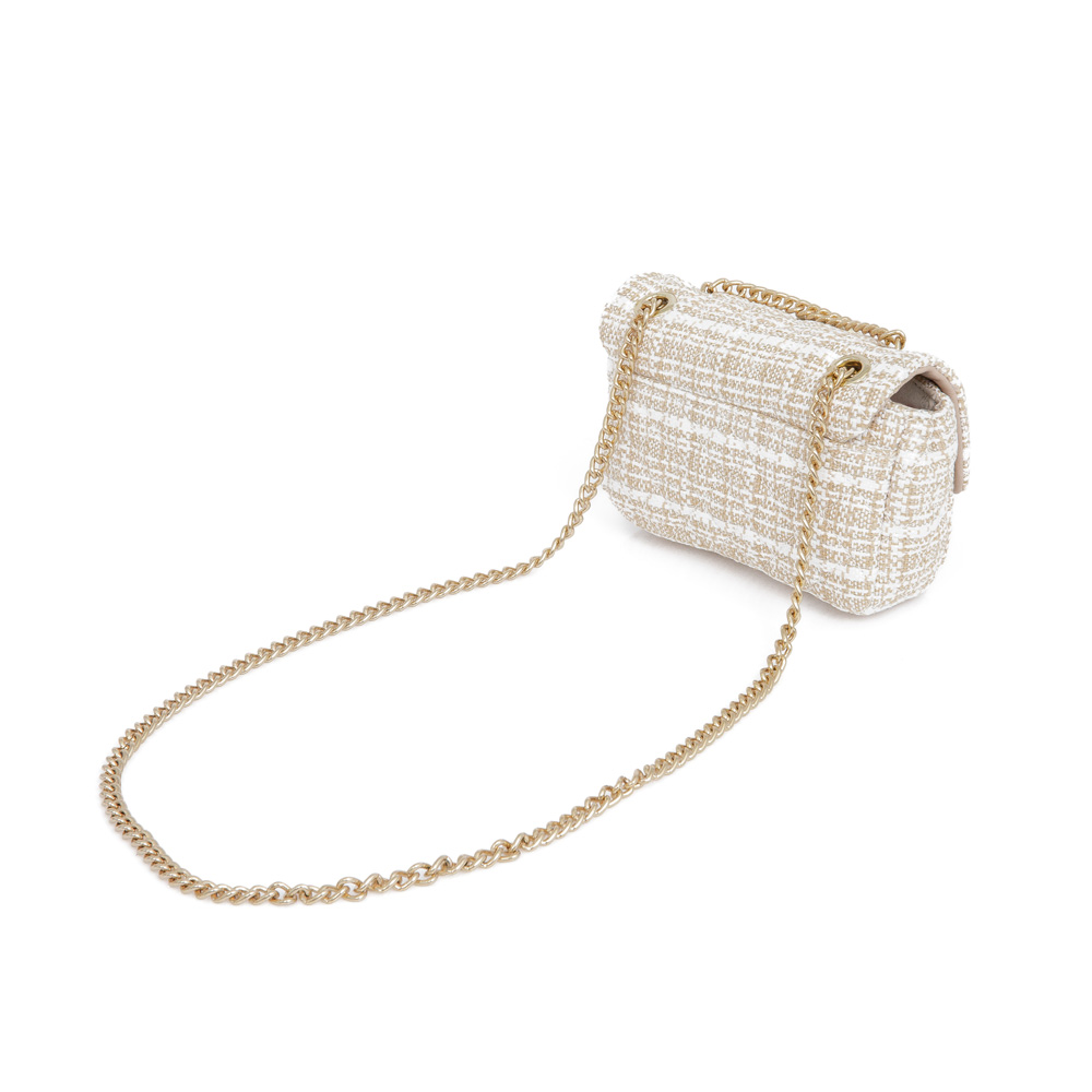BOLSA TIRACOLO TWEED NUDE SEDA ALÇA CORRENTE image number 1