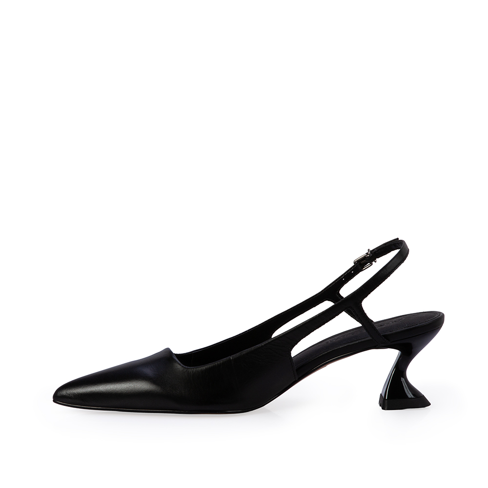 SCARPIN SLINGBACK PRETO DE COURO image number 2