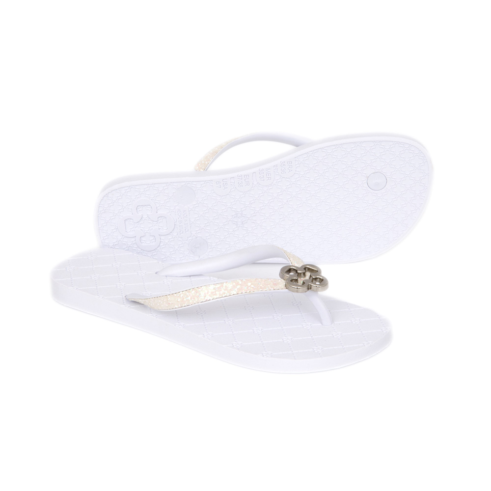 CHINELO BRANCO MONOGRAMA COM TIRAS GLITTER image number 3