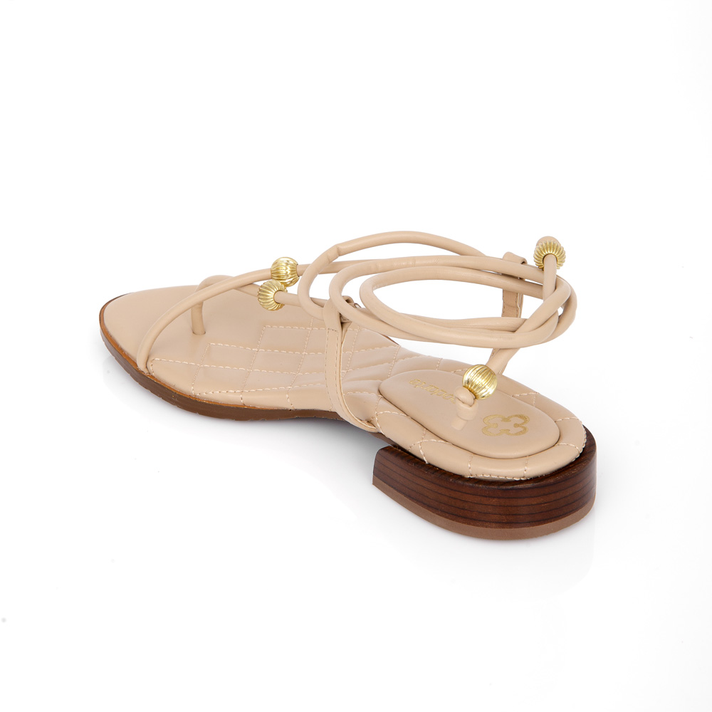 SANDÁLIA SALTO BAIXO NUDE AMARRAÇÃO MATELASSÊ image number 2