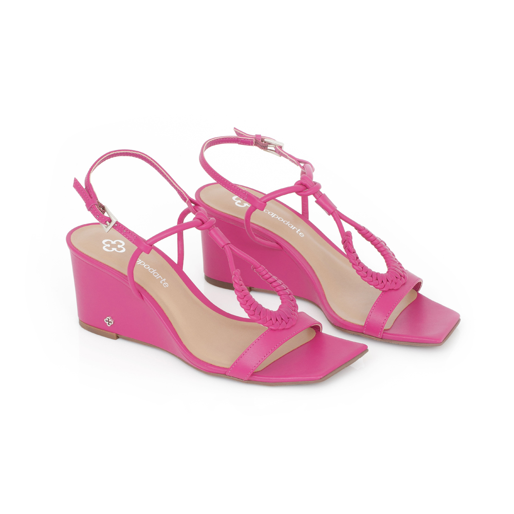 SANDÁLIA SALTO ANABELA COURO ROSA JASMIN image number 1