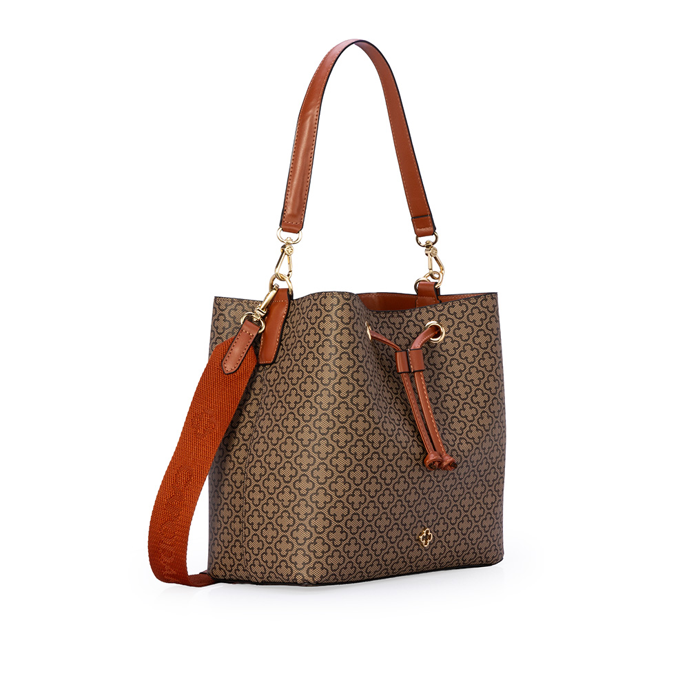 BOLSA CARAMELO MONOGRAMA COM AL&Ccedil;A GORGUR&Atilde;O BUCKET image number 3