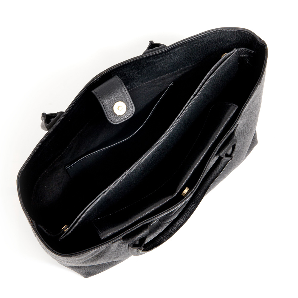 BOLSA SHOPPER PRETA DE COURO image number 4