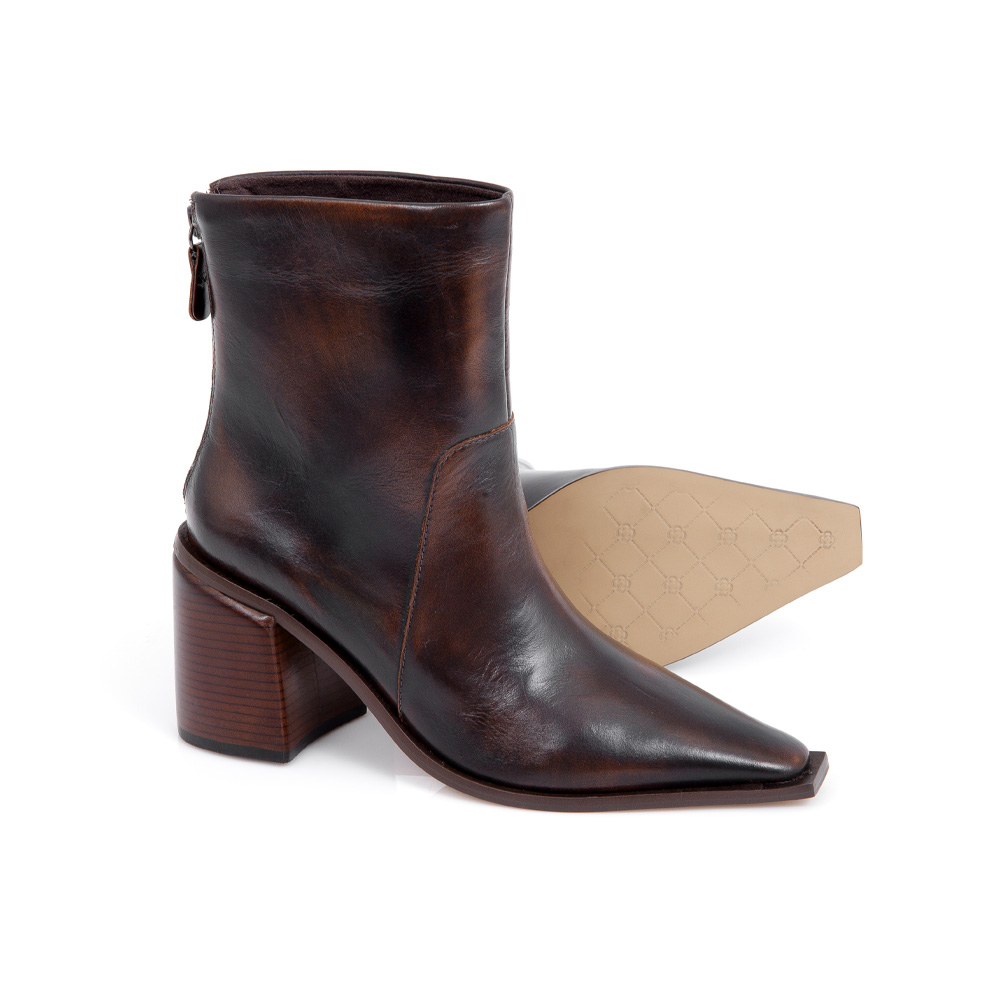 BOTA CANO M&Eacute;DIO MARROM DE COURO image number 3