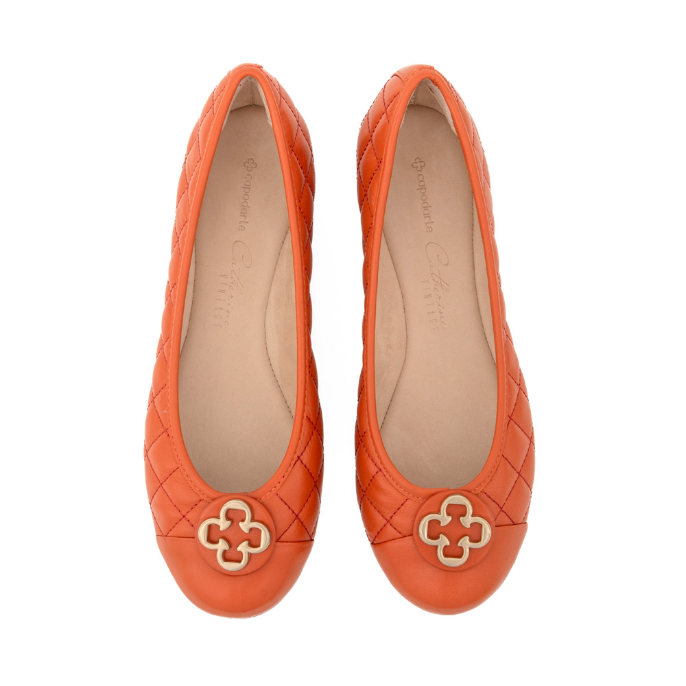 SAPATILHA CATHERINE VINTAGE DE COURO LARANJA MATELASS&Ecirc; image number 4