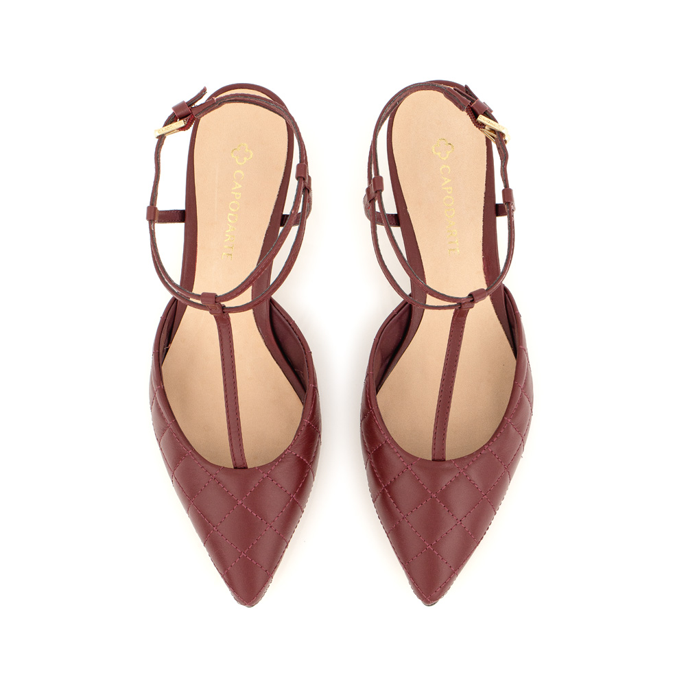 SCARPIN SLINGBACK DE COURO BORDÔ MATELASSÊ image number 4