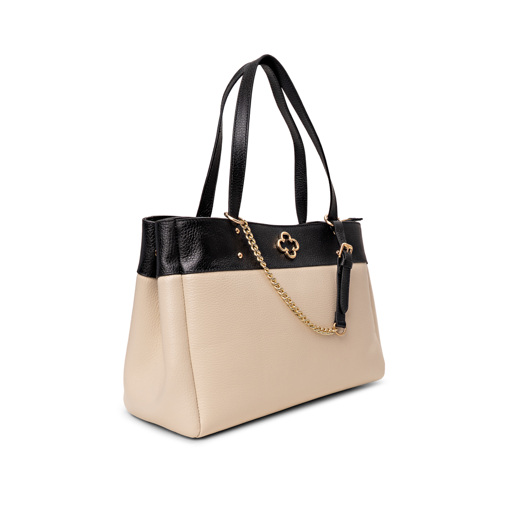 BOLSA BEGE VANILLA DE COURO SHOPPER image number 3