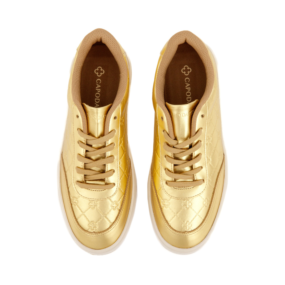 TÊNIS FEMININO DE COURO DOURADO METALIZADO MONOGRAMA image number 4