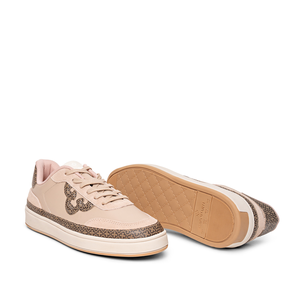 TÊNIS FEMININO NUDE SEDA DE COURO MONOGRAMA AMARRAÇÃO image number 3