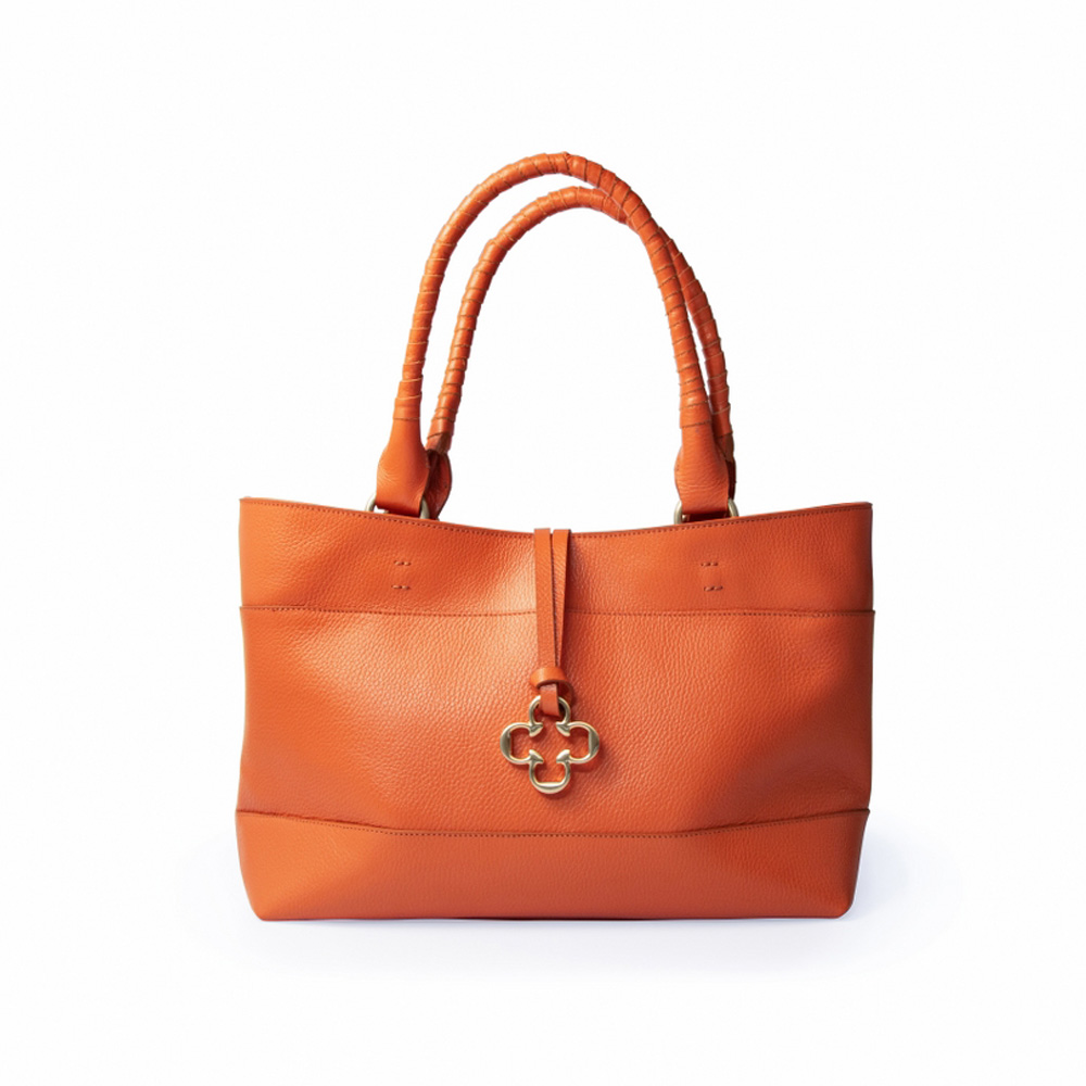 BOLSA GRANDE DE COURO LARANJA P&Aacute;PRICA SHOPPER image number 0