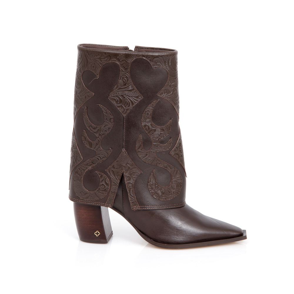 BOTA WESTERN CANO M&Eacute;DIO DE COURO MARROM TOBACCO image number 0