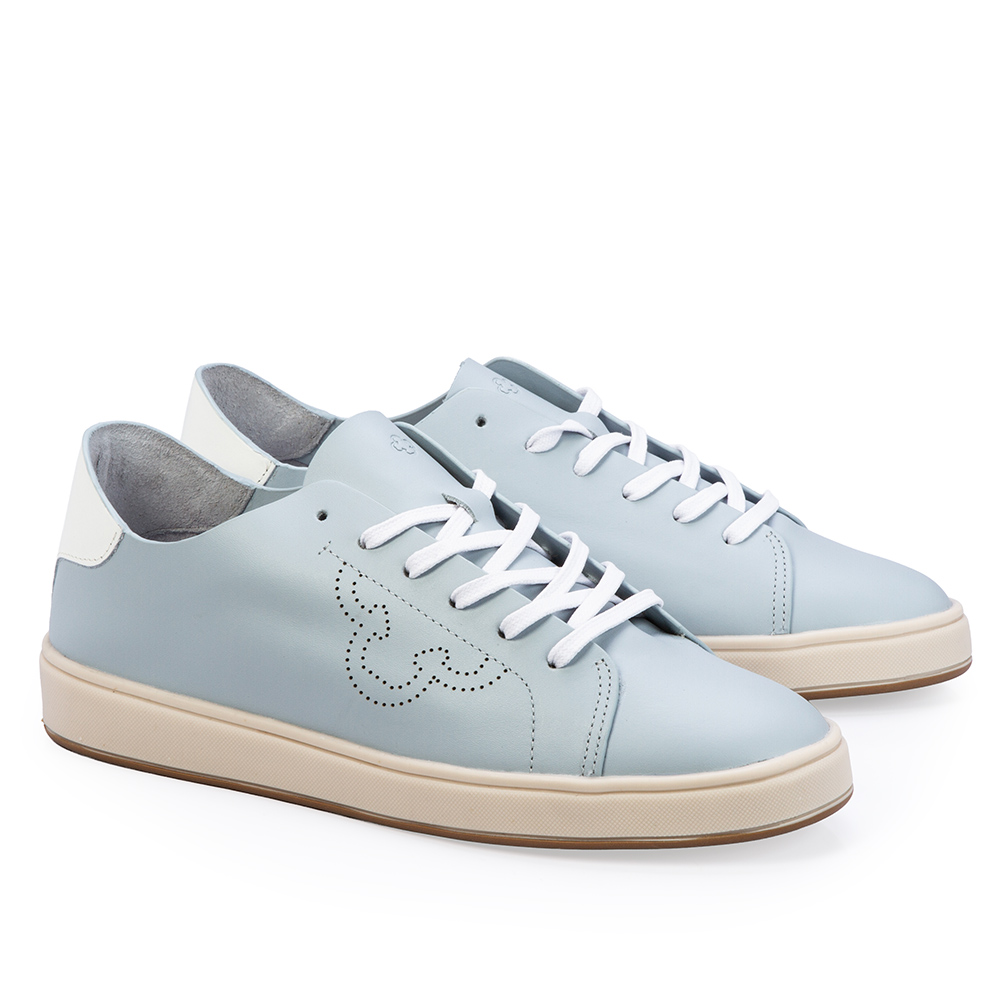 T&Ecirc;NIS CASUAL BRANCO E AZUL COURO AMARRA&Ccedil;&Atilde;O FEMININO image number 2