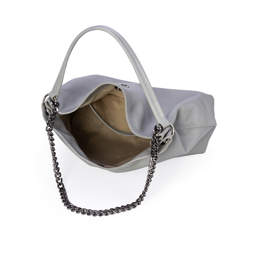 BOLSA GRANDE CINZA CARBONO COURO HOBO image number 4