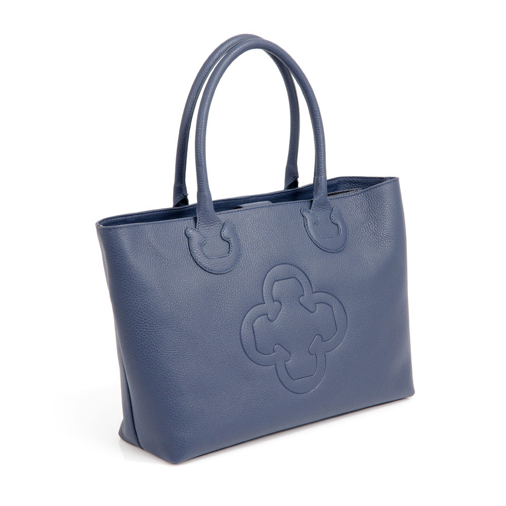 BOLSA SHOPPER DE COURO AZUL AZZURRO image number 2