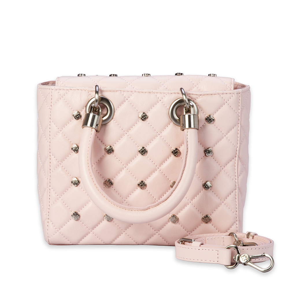 BOLSA PEQUENA ROSA PE&Ocirc;NIA DE COURO TOTE image number 3