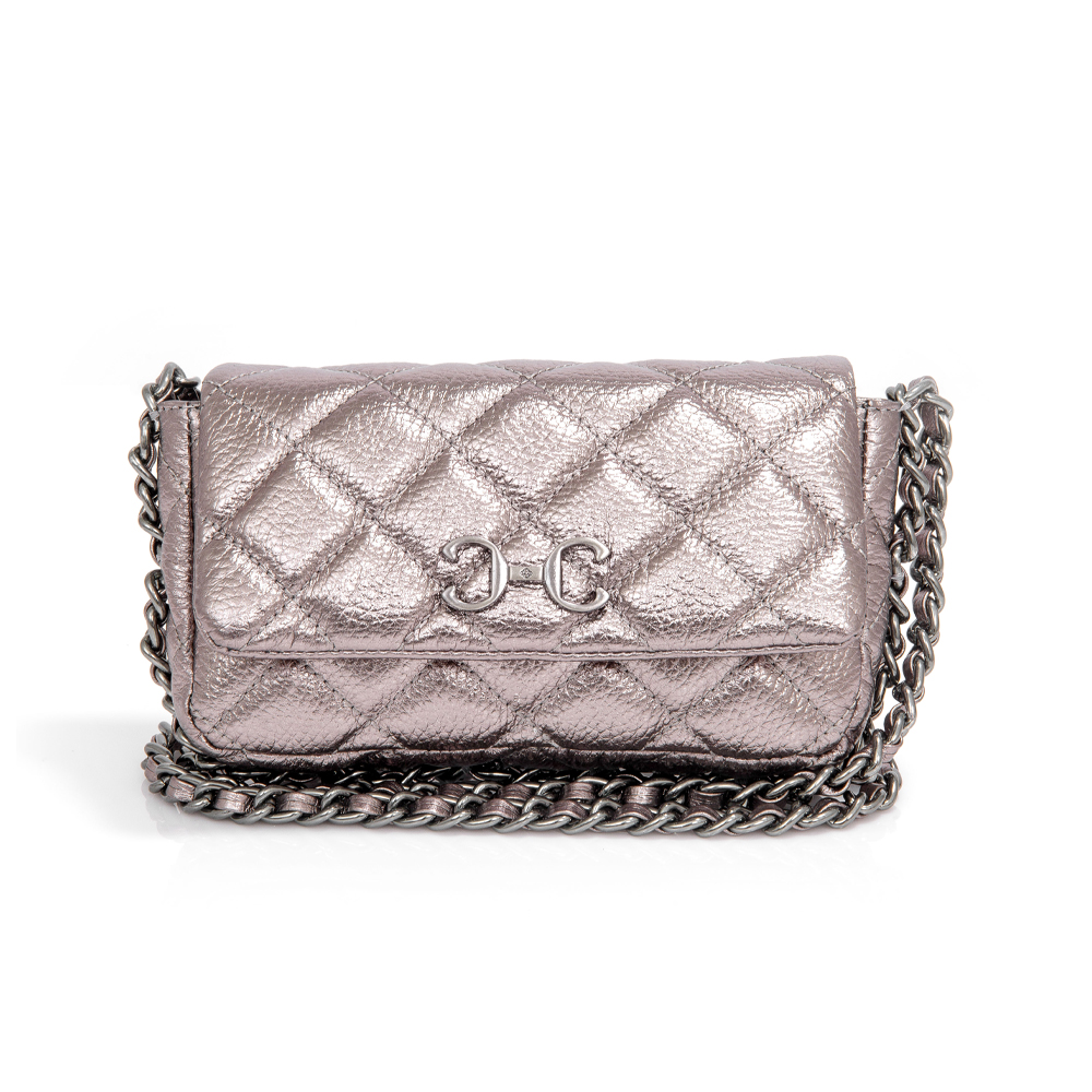 BOLSA PEQUENA TIRACOLO COURO CINZA MATELASS&Ecirc; AL&Ccedil;A CORRENTE image number 0