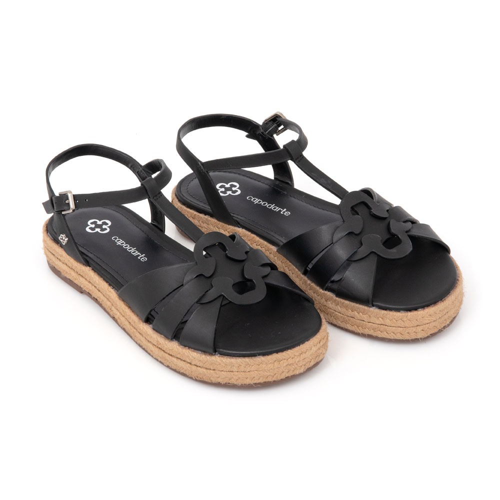 SAND&Aacute;LIA SALTO PLATAFORMA PRETA DE COURO image number 1