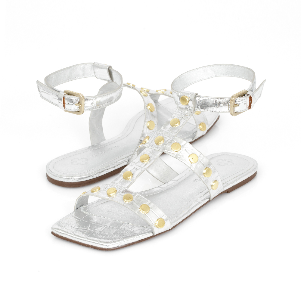 SANDÁLIA RASTEIRA PRATEADA BICO QUADRADO image number 3