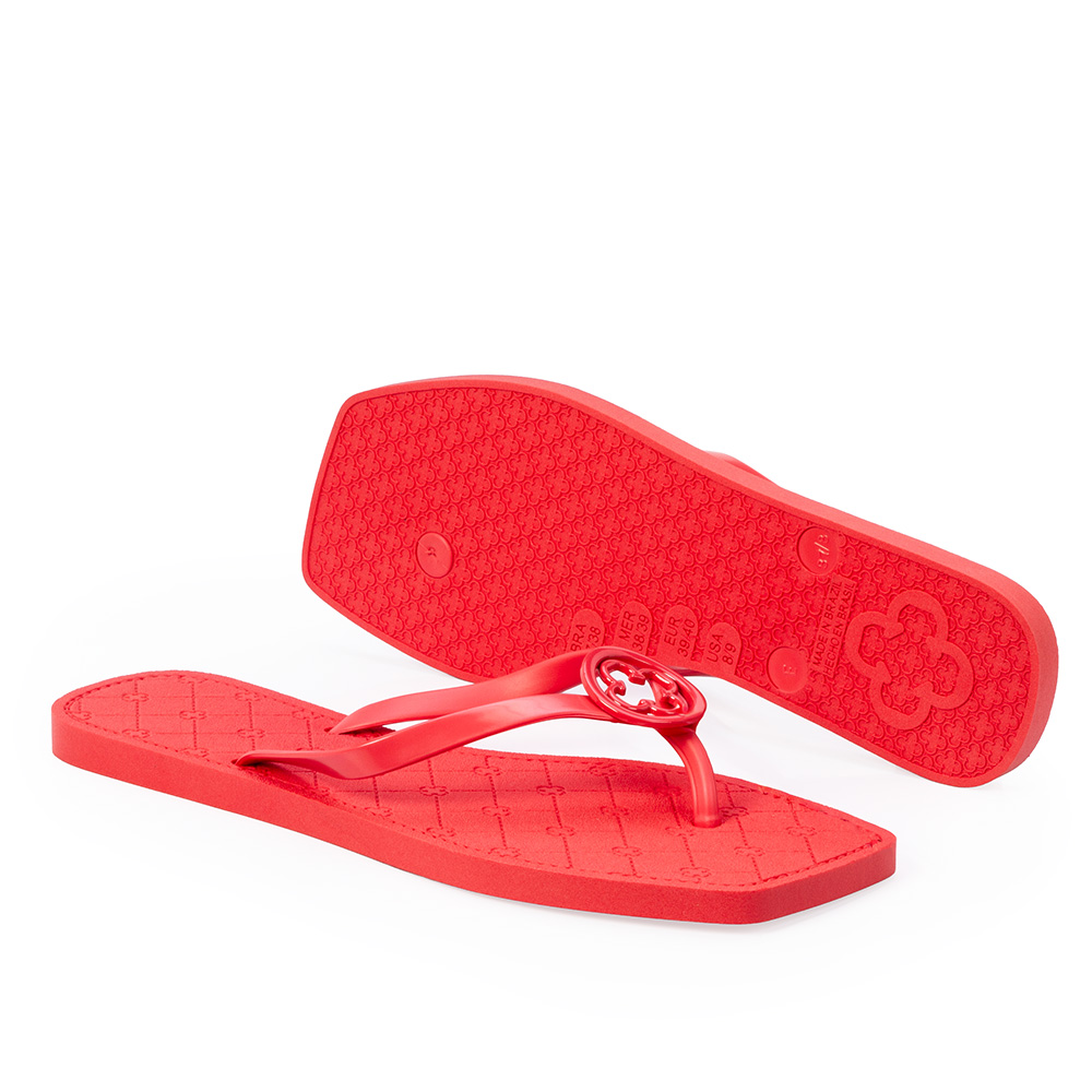 CHINELO DE DEDO VERMELHO HIBISCO BICO QUADRADO image number 3