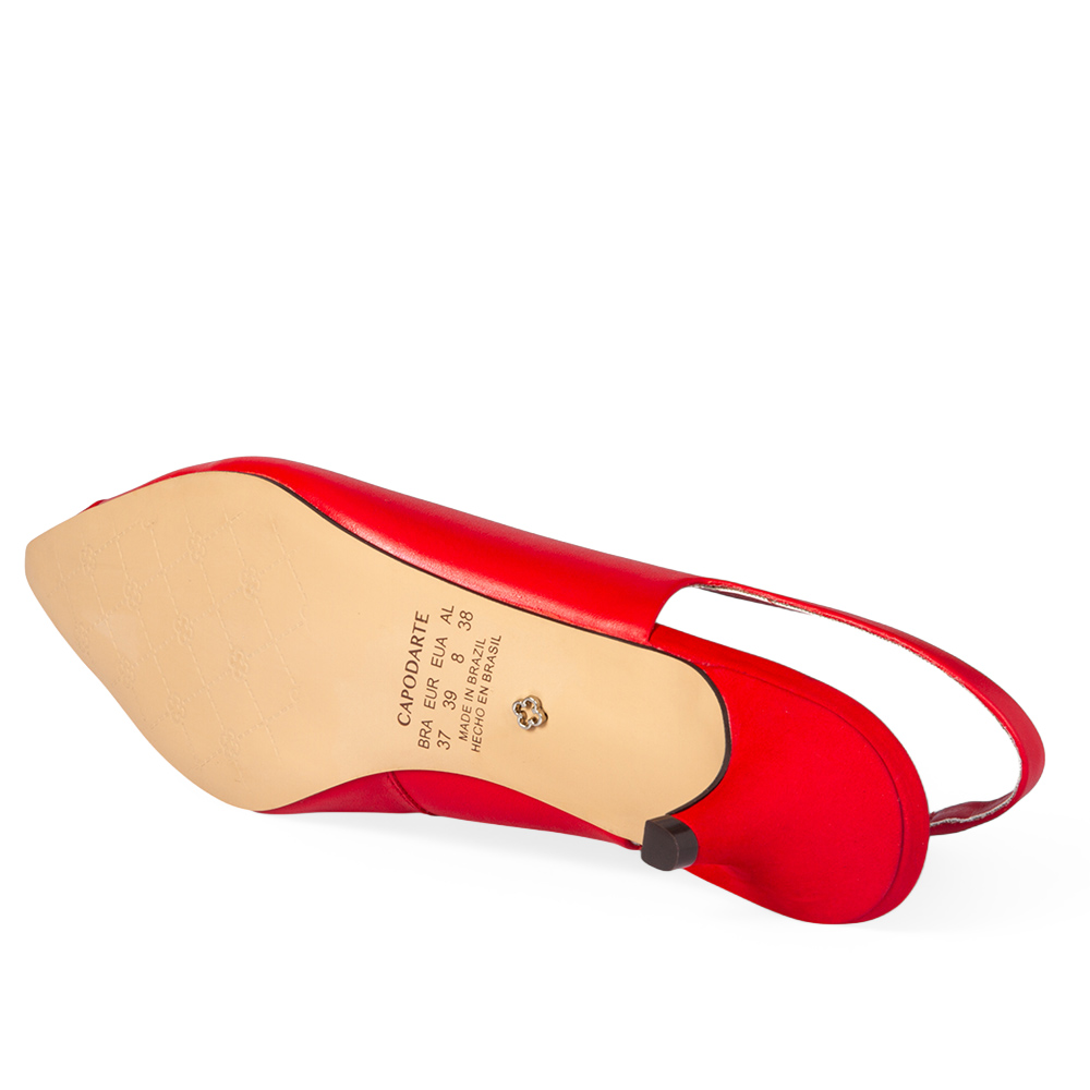 SCARPIN SLINGBACK DE COURO NOBUCK VERMELHO RUBI image number 3