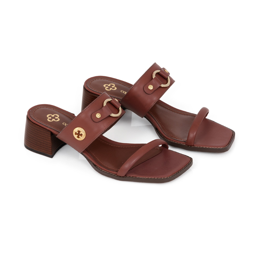 MULE MARROM DE COURO BICO QUADRADO image number 1