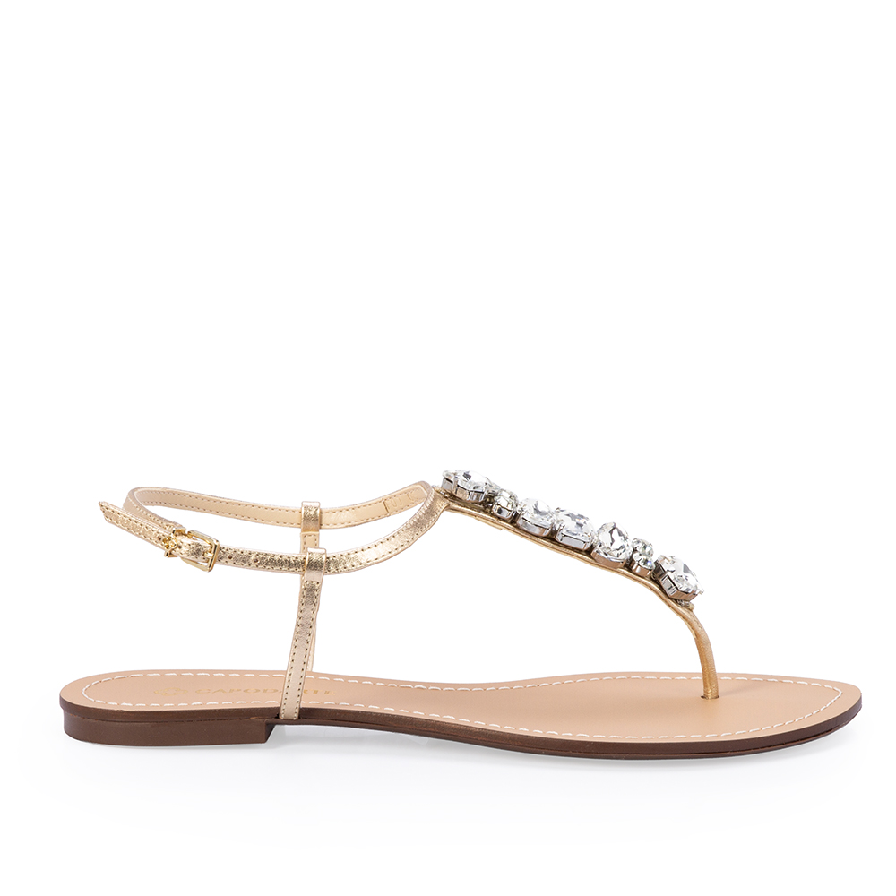 SAND&Aacute;LIA RASTEIRA COURO DOURADA  PEDRARIAS image number 0