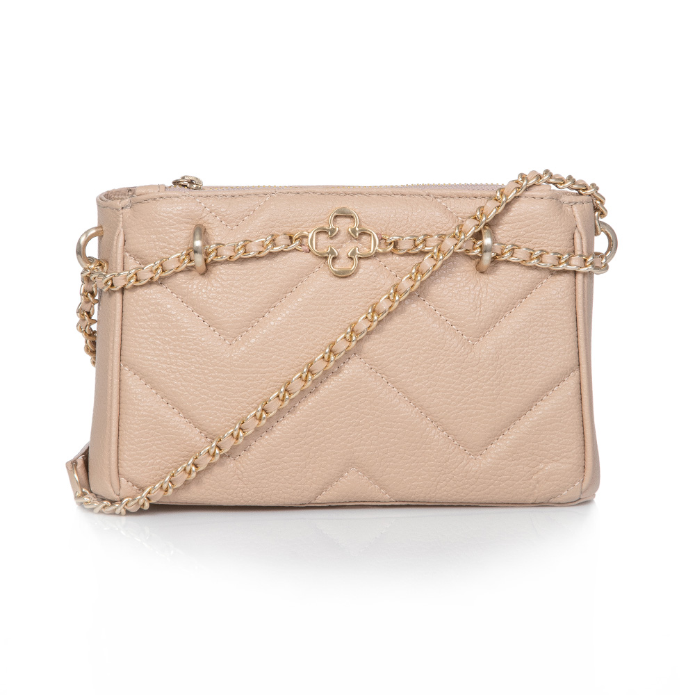 BOLSA NUDE DE COURO TRANSVERSAL AL&Ccedil;A CORRENTE image number 0