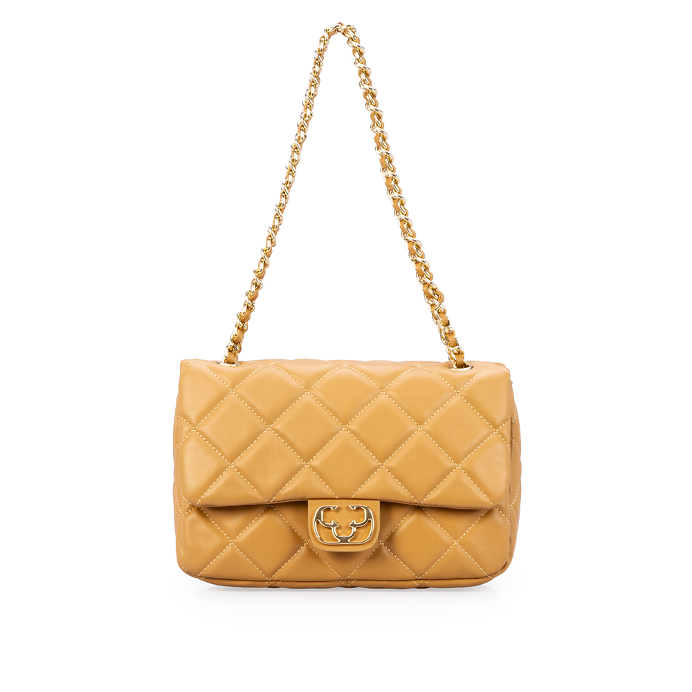 BOLSA BEGE SAVANA DE COURO MATELASS&Ecirc; SHOULDER BAG image number 0