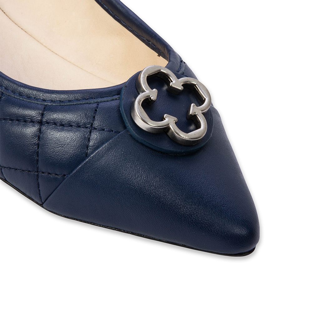 SAPATILHA BICO FINO MARINHO AZZURRO DE COURO MATELASS&Ecirc; CATHERINE image number 2