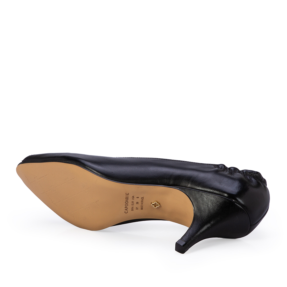 PEEP TOE PRETO DE COURO SALTO M&Eacute;DIO image number 3